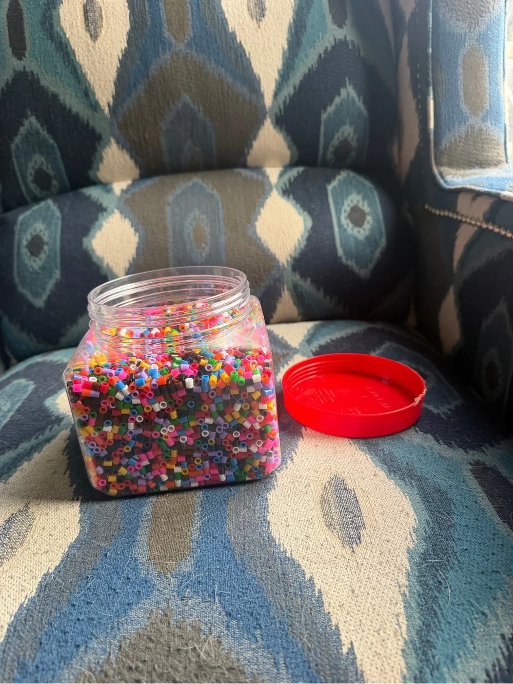 IKEA PYSSLA Beads Jar with Red Lid - Multicolor Beads